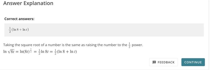 Write ln8t‾‾√ in expanded form. Note: When entering natural log in your answer, enter-example-1