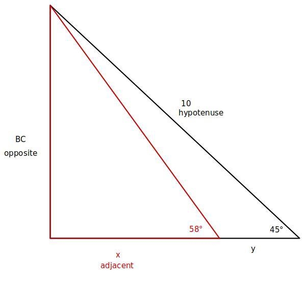 In the figure below, the distance from A to D is y, the distance from D to C is x-example-1