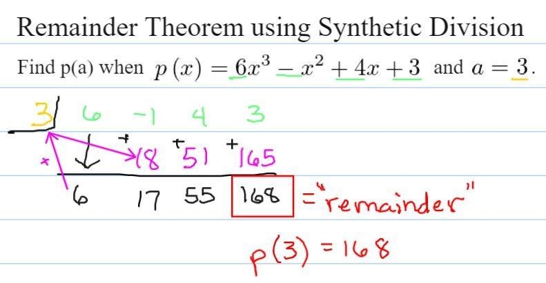 Use synthetic division and the remainder theorem to find p(a) P(x) = 6x ^ 3 - x ^ 2 + 4x-example-1