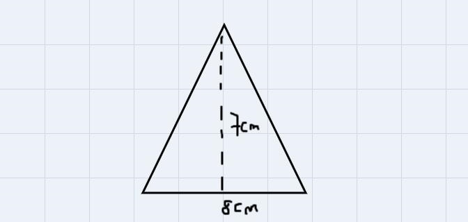 Find the area triangle 7cm height and 8 cm base-example-1