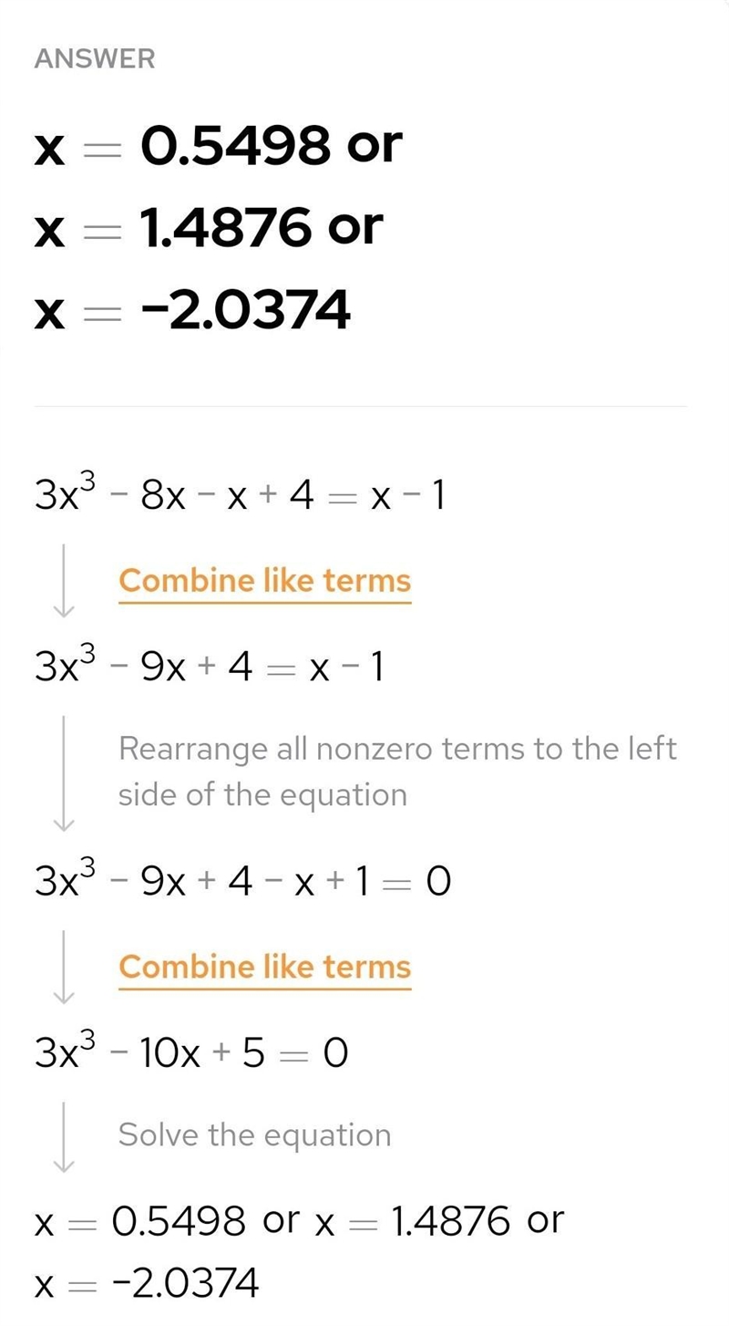 3 x ³-8x -x + 4 = x-1 using long division​-example-1