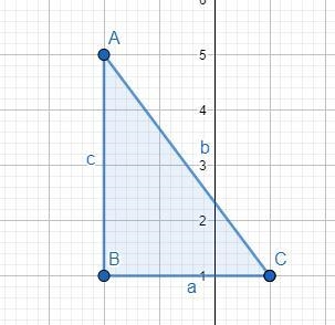 Triangle ABC is a right triangle on the coordinate system and its vertices are (−2, 5), (−2, 1), and-example-1