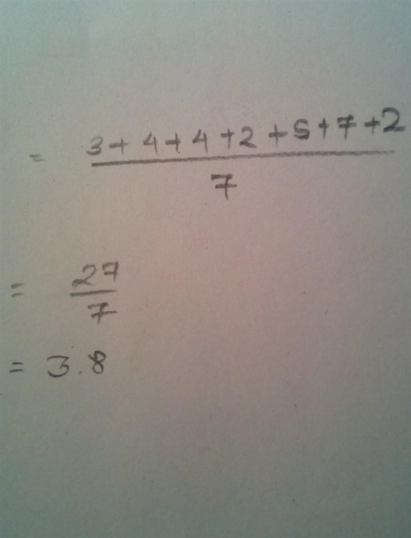 Find the mean 3,4,4,2,5,7,2-example-1