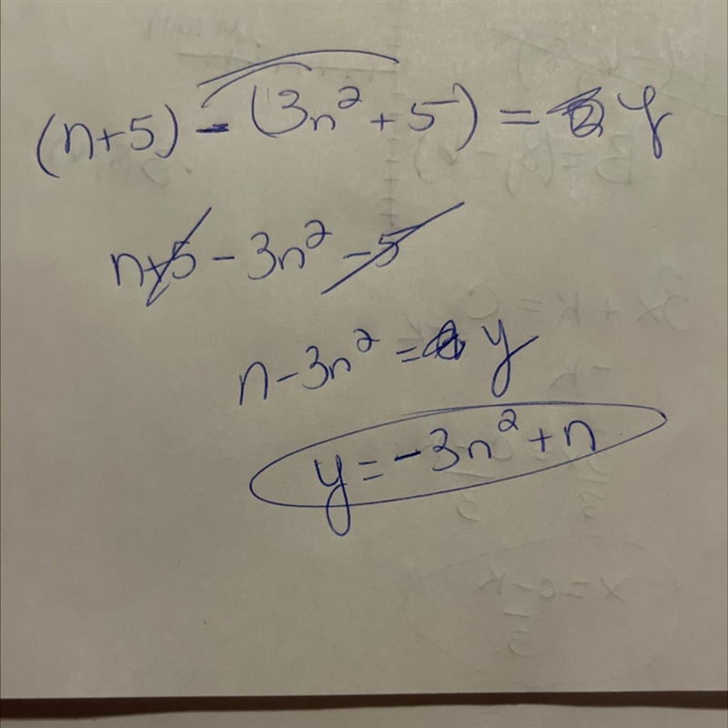 G(n) = n + 5 h(n) = 3n² + 5 Find g(n)- h(n)-example-1