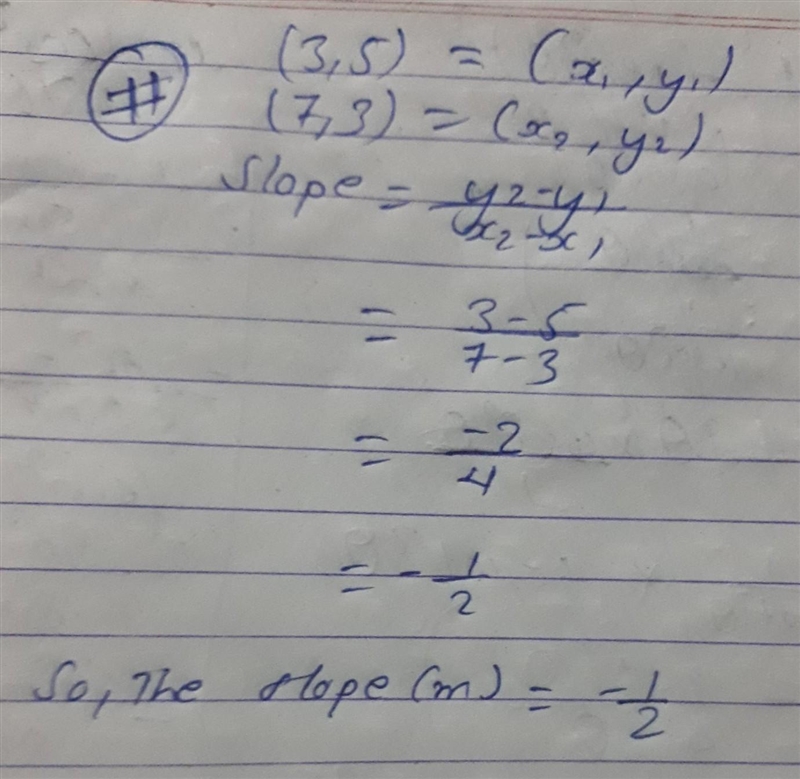 Find the slope of the line (3,5) (7,3)-example-1