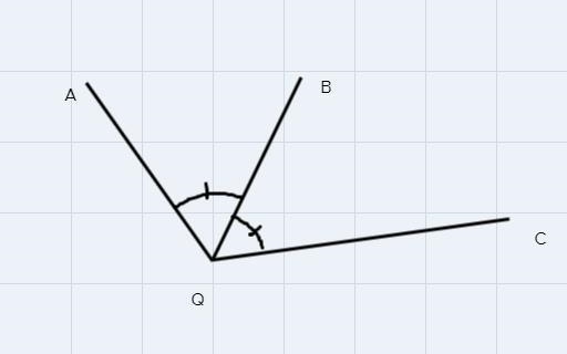 Draw and label a diagram. QB is the angle bisector of the angle AQC. Find measure-example-1