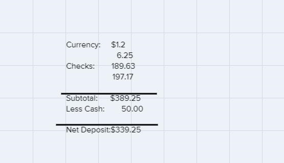 Your account number is 421746. You wish to deposit 120 dimes, 25 quarters, and checks-example-1