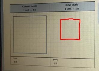 The figure below was made with a scale of 1 unit=4ft. Draw the figure with new scale-example-2