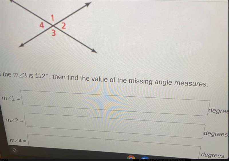 If the m angle3 is 112 then find the value of the missing angle measure-example-1