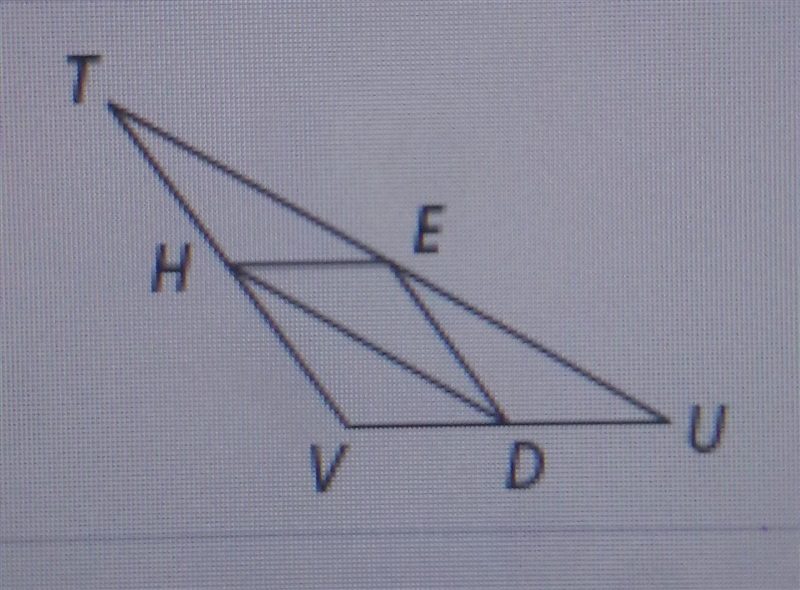 Points E, D, and H, are the midpoints of the sides of triangle TUV, UV = 68, TV=88, and-example-1