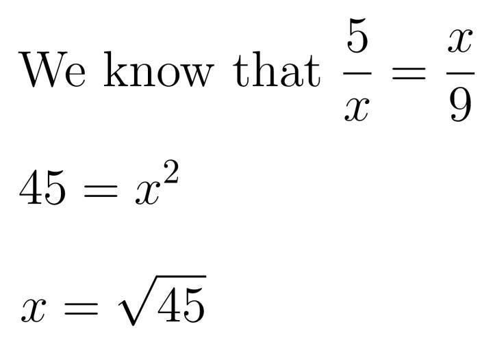 What is the value of xin the figure below? А х B5D с 9 O A. V126 B. 45 O C. 70 D. 14 O-example-1