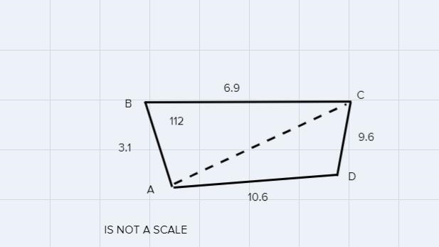 The four sequential sides of a quadrilateral have lengths a = 3.1, b = 6.9, c = 9.6, and-example-1