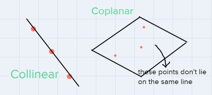 Points that lie on the same line are called:A. non-collinear and non-coplanarB. opposite-example-2