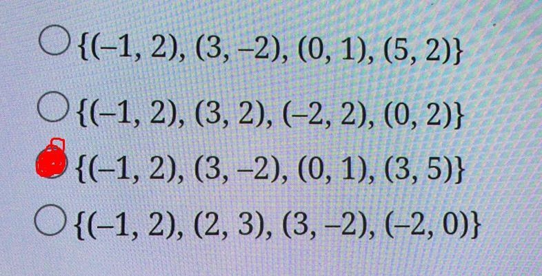 Hi I need help with this review question.Which set of ordered pairs in the form of-example-2