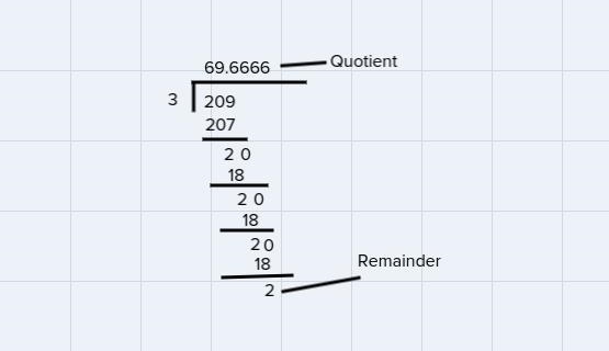 What is the quotient and the remainder of 209÷3-example-1