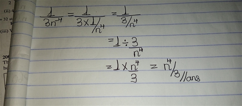 Rewrite the expression without using a negative exponent. 1/3n^-4-example-1