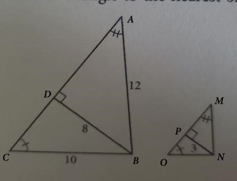 The triangles are similar. find the length of each side of the smaller triangle to-example-1