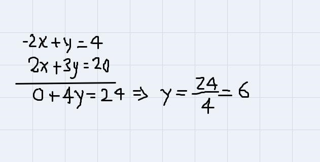 Use the system of equations below to answer the questions 1-4. -2x + y = 4 2x + 3y-example-1