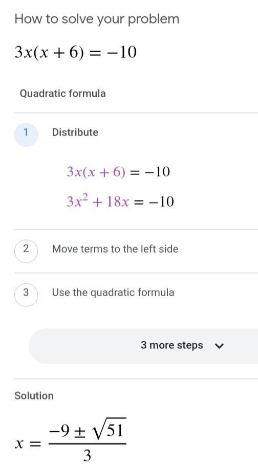 3x(x+6)=-10 Please explain how to solve!-example-1