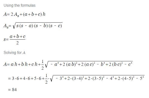 63Perimeter of the base =Height of the prism =Area of the base =Lateral Area =u2Surface-example-2