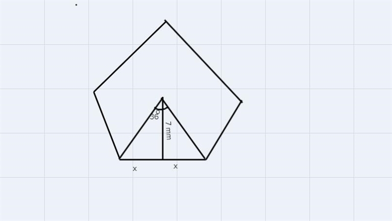 What is the area of the pentagon with a radius of 7mm?-example-1