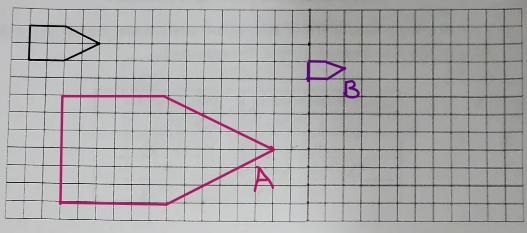 4) Here is a polygon on a grid. (From Unit 1 Lesson 3) a. Draw a scaled copy of the-example-1