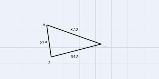 Suppose a triangle has vertices AA, BB and CC and has the following measurements:¯¯¯¯¯¯¯¯AB-example-1