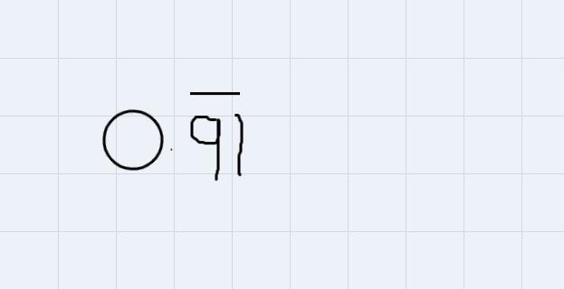 The correct decimal with bar notation for the repeating decimal. 0.9191919... 0.19 0.919 0.3 0.91-example-1