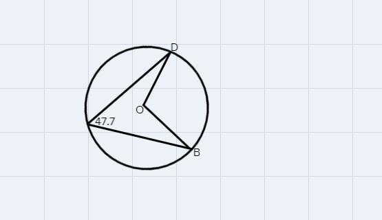 Determine the measure of arc BD. 47.7° mBD = degrees-example-1