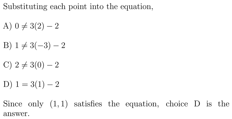 1. Which of the following ordered pairs is a possible solution to the equation y = 3x-example-1