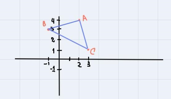 Graph the triangle with points A(2,4) ; B(-1,3) ; C(3,1). Use the transformation given-example-1