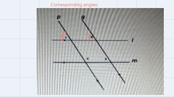 In the diagram below, line / and m are parallel lines. Also, line p and q areparallel-example-3