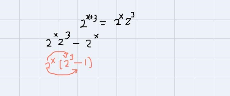 If 2x+3 – 2^x = k(2^x), what is the value of k?A) 3B) 5C) 7D) 8-example-2