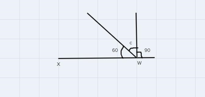 Using the figure on the left, what is the measure of ∠ZWY and ∠ZYW?60° + c° + 90° = 180°-example-1