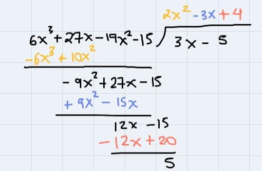 Perform the indicated operations on the following polynomials.Divide: 6x³ + 27x - 19x-example-1