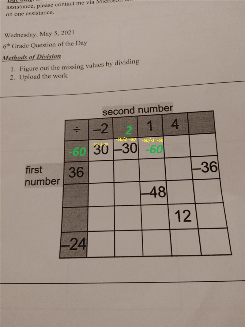 Methods of Division 1. Figure out the missing values by dividing 2. Upload the work-example-3