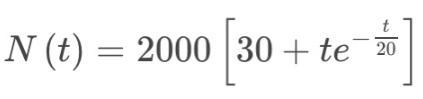 The number of bacteria in a culture, N, at time t is attached belowWhen is the rate-example-1