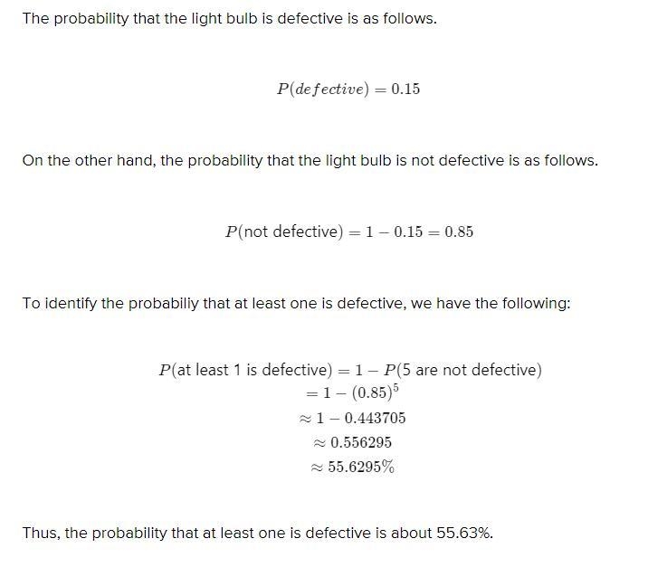 You purchased a five-pack of new light bulbs that were recalled because 15% of the-example-1