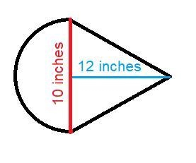 theres a semicircle and a triangle i need to find the area of both figures. The triangle-example-1