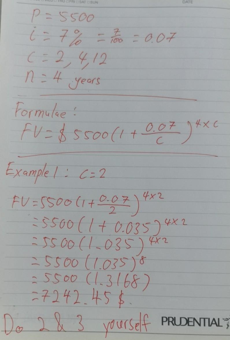 A principal of $5500 is invested in an account paying an annual rate of 7%. Find the-example-1