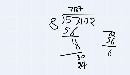 Lesson 17) Divide the pair of numbers below. Write any remainders next to your answer-example-1