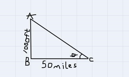 The angle of elevation e from A to B and the angle of depression d from B to A are-example-1