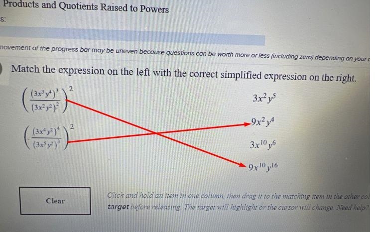 Match the expression on the left with the correct simplified expression on the right-example-1