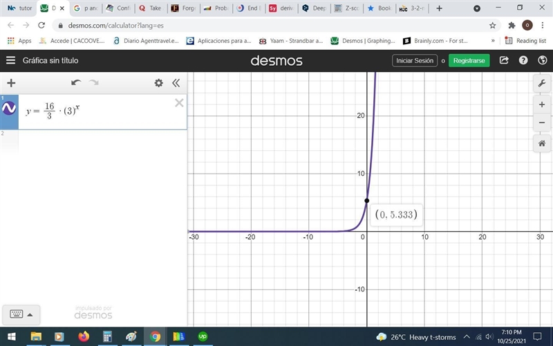 Define an exponential function, h(x), which passes through the points (1,16) and(5, 1296). Enter-example-1