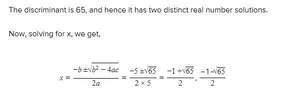 Use the discriminant, b^2 - 4ac, to determine the number of solutions of the following-example-1