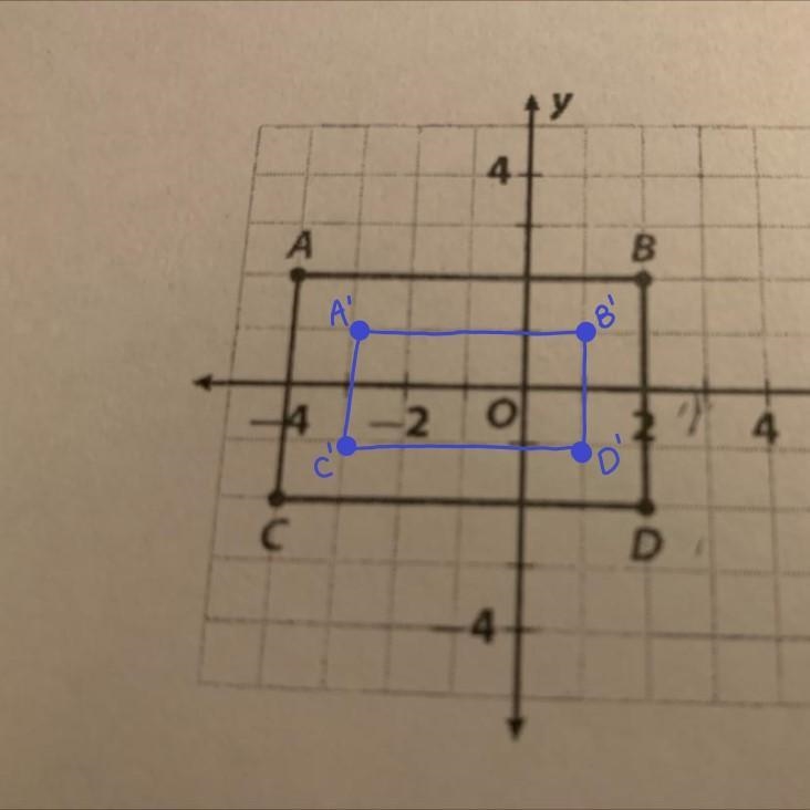 Graph the image of rectangle ABCD after a dilation with a scale factor of 1/2 ￼-example-1