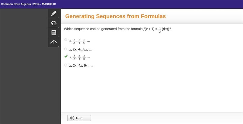 Which sequence can be generated from the formula f(x + 1) = {(f(x))?Ox x0 x..…,2' 4'6O-example-1