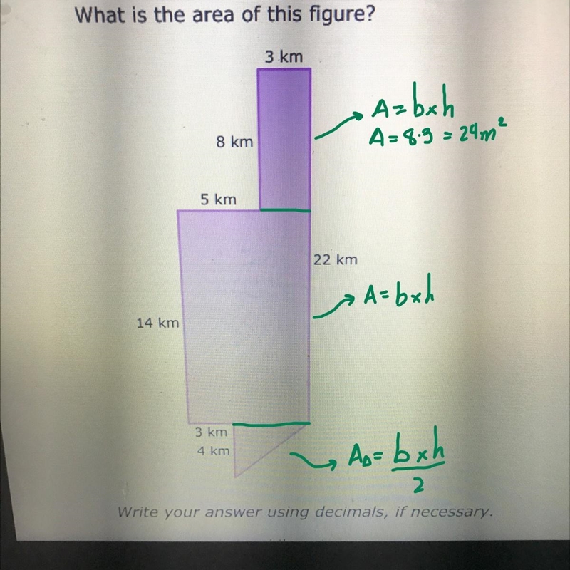 What is the area of this figure?3 km8 km5 km22 km14 km3 km4 km-example-1