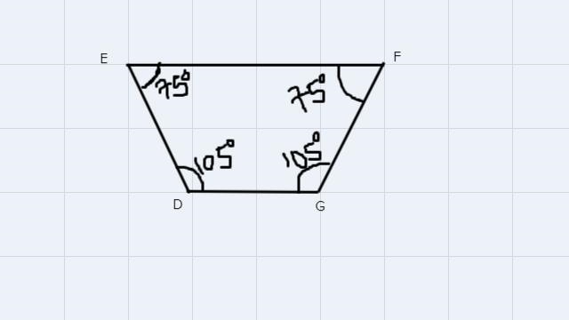 Using visual clues DEFG is an isosceles trapezoid. Label the missing angle measures-example-2