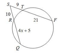 Find the measure of QS¯¯¯¯¯¯¯.secant-tangent 29A. 29B. 35C. 27D. 20-example-1